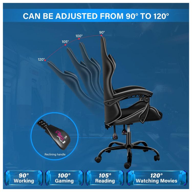Cadeira-Gamer-Ergonomica-Giratoria-com-Altura-Ajustaveis-foto-2