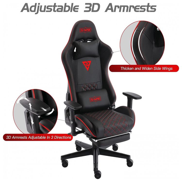 Cadeira-Gamer-Ergonomica-Giratoria-com-Suporte-Lombar-e-foto-4