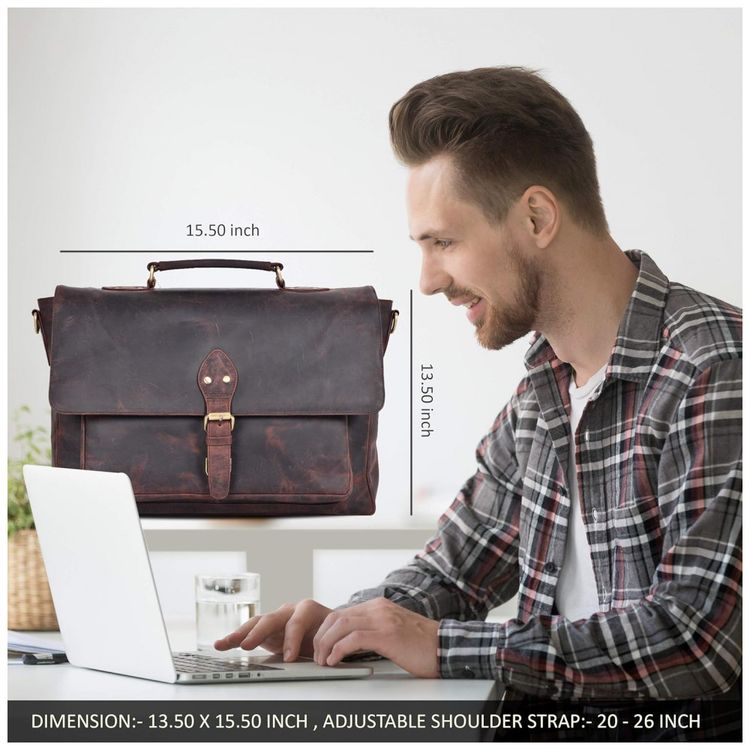 Bolsa-Maleta-de-Couro-Unissex-para-Laptop-ESTALON-Marrom-foto-3