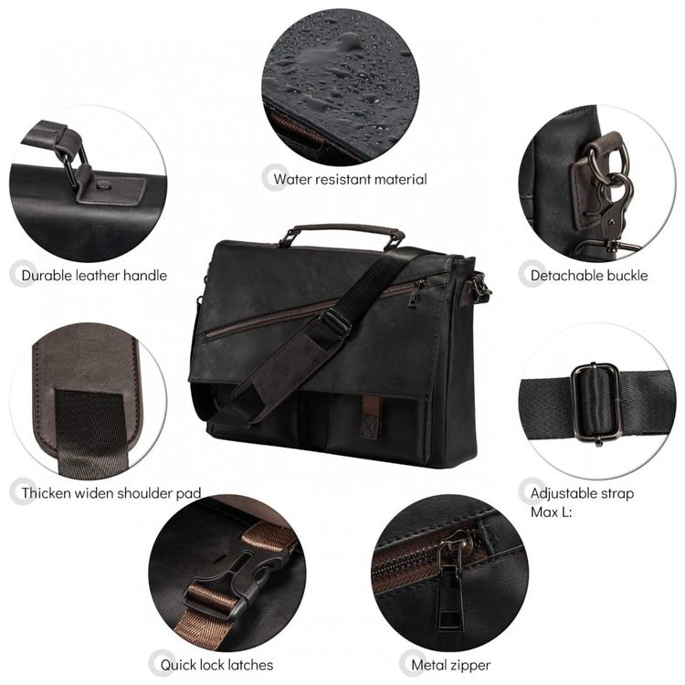 Bolsa-Maleta-de-Couro-Sintetico-Unissex-para-Laptop-foto-2