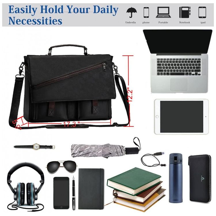 Bolsa-Maleta-de-Couro-Sintetico-Unissex-para-Laptop-foto-4