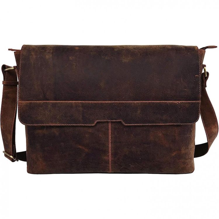 Bolsa-Maleta-de-Couro-Unissex-para-Laptop-C-CUERO-Marrom-foto-1