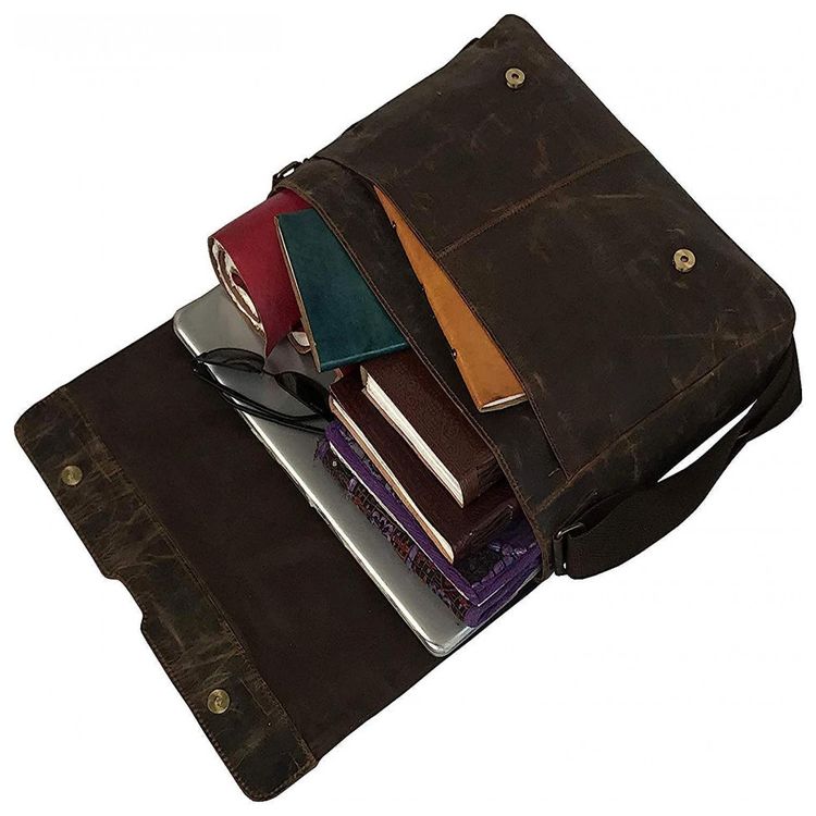 Bolsa-Maleta-de-Couro-Unissex-para-Laptop-C-CUERO-Marrom-foto-2