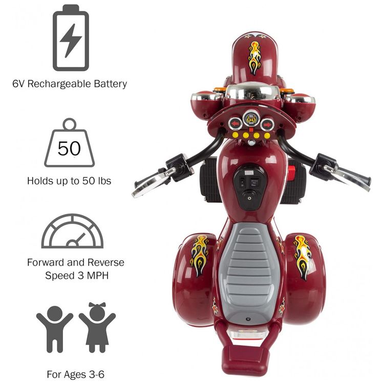 Moto-Eletrica-Infantil-com-Re-e-Farois-Movida-a-Bateria-6V-foto-2