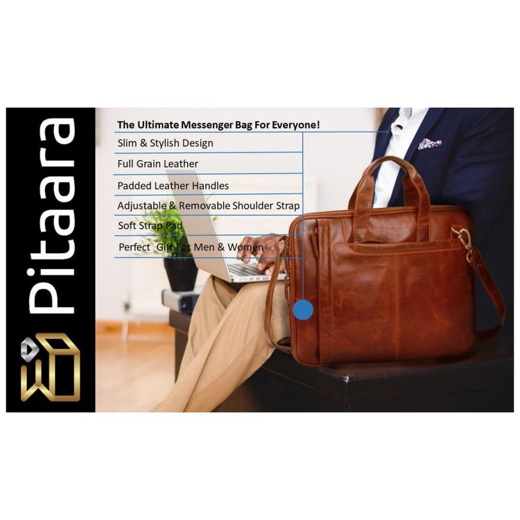 Bolsa-Maleta-de-Couro-Masculina-para-Laptop-PITAARA-Marrom-foto-2