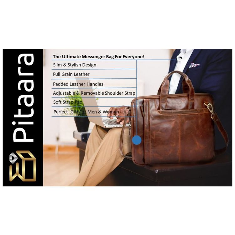 Bolsa-Maleta-de-Couro-Masculina-para-Laptop-PITAARA-Marrom-foto-2
