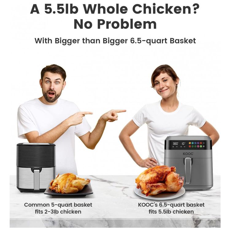 Fritadeira-Eletrica-AirFryer-KOOC-6.5L-com-Painel-Digital-e-foto-3