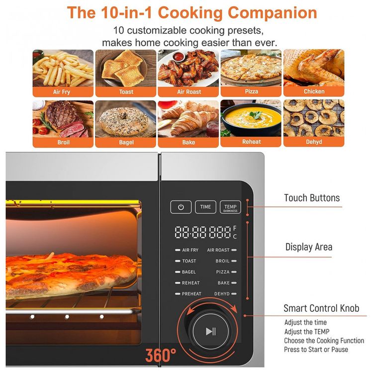Forno-Eletrico-de-Bancada-FABULETTA-20L-10-em-1-com-Painel-foto-1