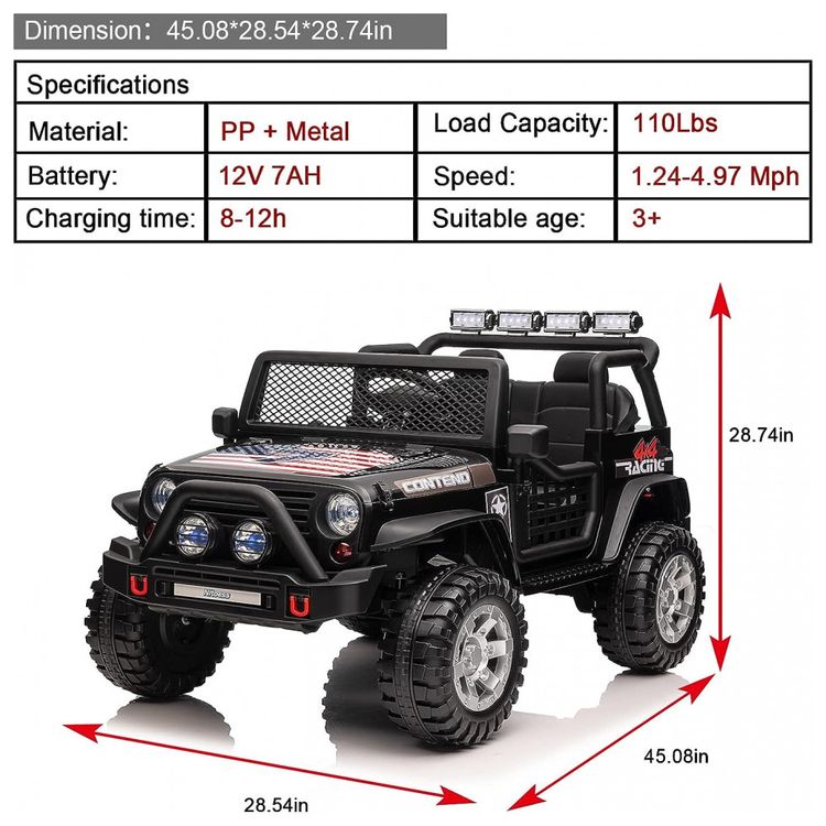 Carro-Eletrico-Infantil-a-Bateria-12V-2-Assentos-com-3-foto-5