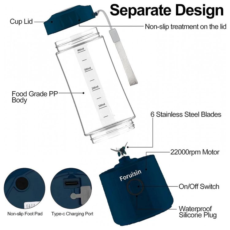 Liquidificador-Portatil-Foruisin-400mL-com-Carregamento-USB-foto-1