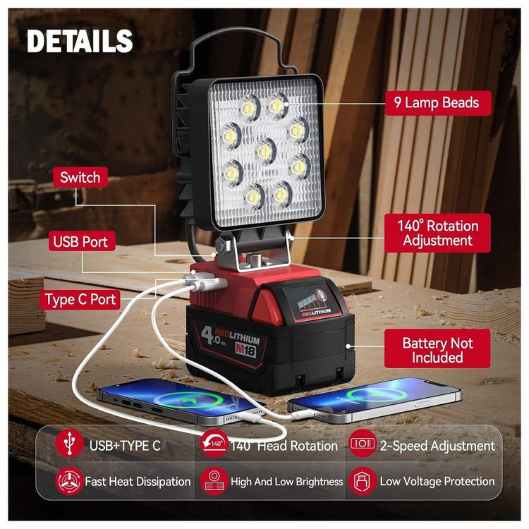 Luz-de-trabalho-LED-27W-2400LM-Alimentada-por-Bateria-18V-foto-3