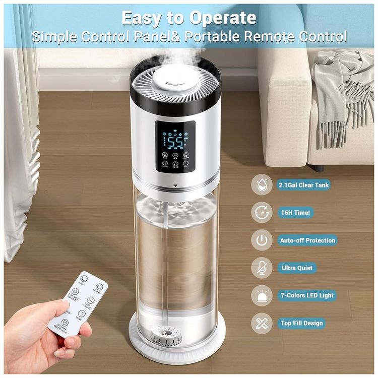 Umidificador-para-Quarto-Grande-8L-com-Tanque-Transparente-e-foto-2