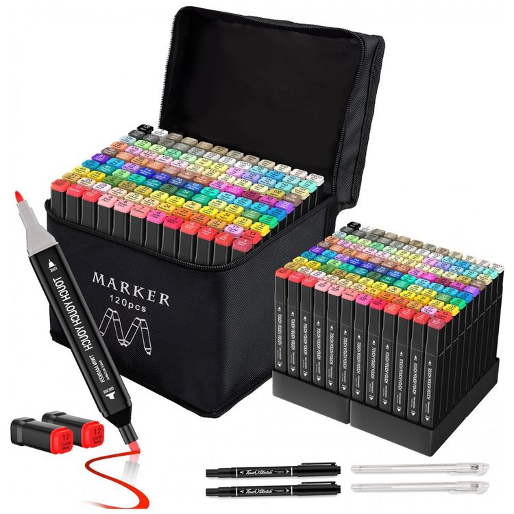 Conjunto-de-Canetas-Artisticas-120-Cores-de-Ponta-Dupla-com-foto-0