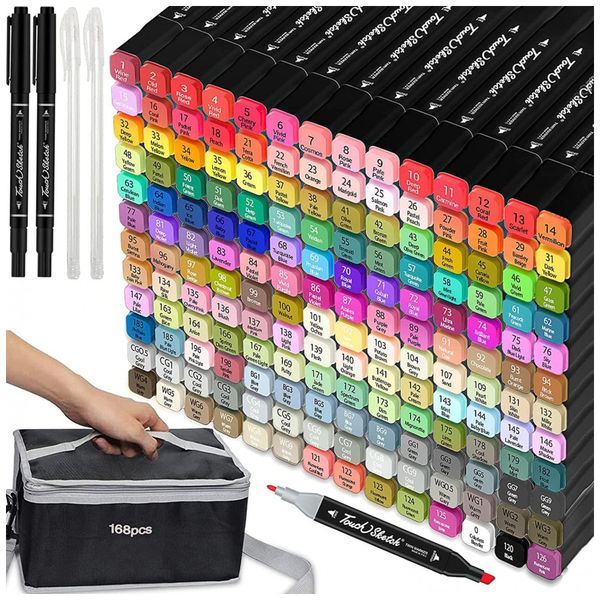 Conjunto-de-Canetas-Artisticas-168-cores-com-Ponta-Dupla-e-a-foto-0