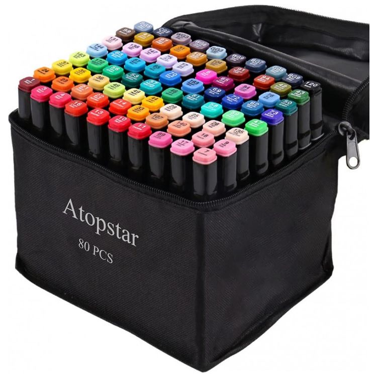 Conjunto-de-Canetas-Artisticas-80-Cores-de-Ponta-Dupla-com-foto-0