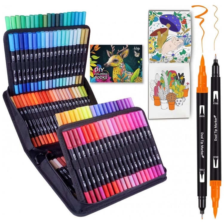 Conjunto-de-Canetas-Artisticas-120-Cores-de-Ponta-Dupla-para-foto-0