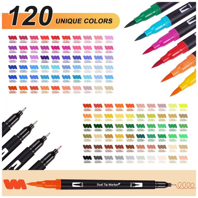 Conjunto-de-Canetas-Artisticas-120-Cores-de-Ponta-Dupla-para-foto-1
