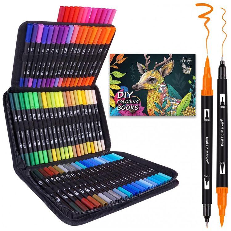 Conjunto-de-Canetas-Artisticas-72-Cores-de-Ponta-Dupla-para-foto-0