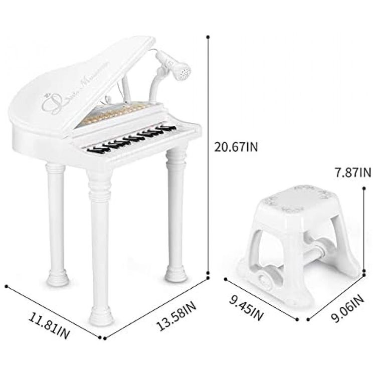 Piano-Teclado-Infantil-com-31-Teclas-Microfone-e-Banco-foto-4