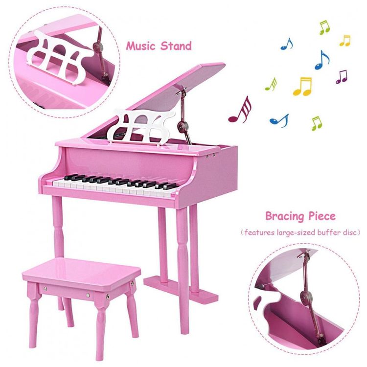 Piano-Classico-Infantil-com-30-Teclas-Banco-e-Tampa-de-foto-2