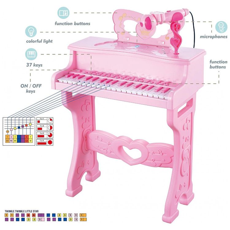 Piano-Teclado-Infantil-com-37-Teclas-Microfone-Varios-Modo-foto-1