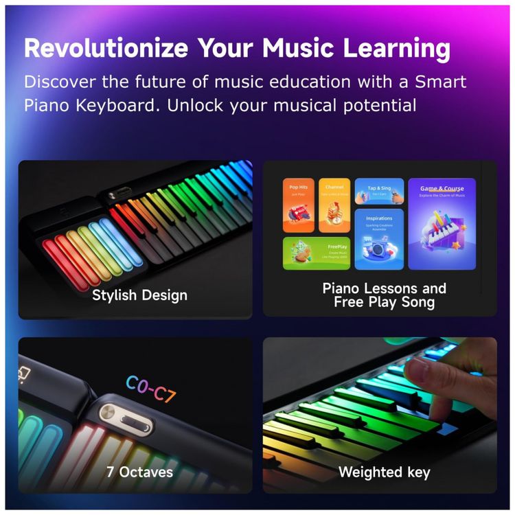 Teclado-Piano-Inteligente-com-Aulas-via-App-para-Iniciantes-foto-1
