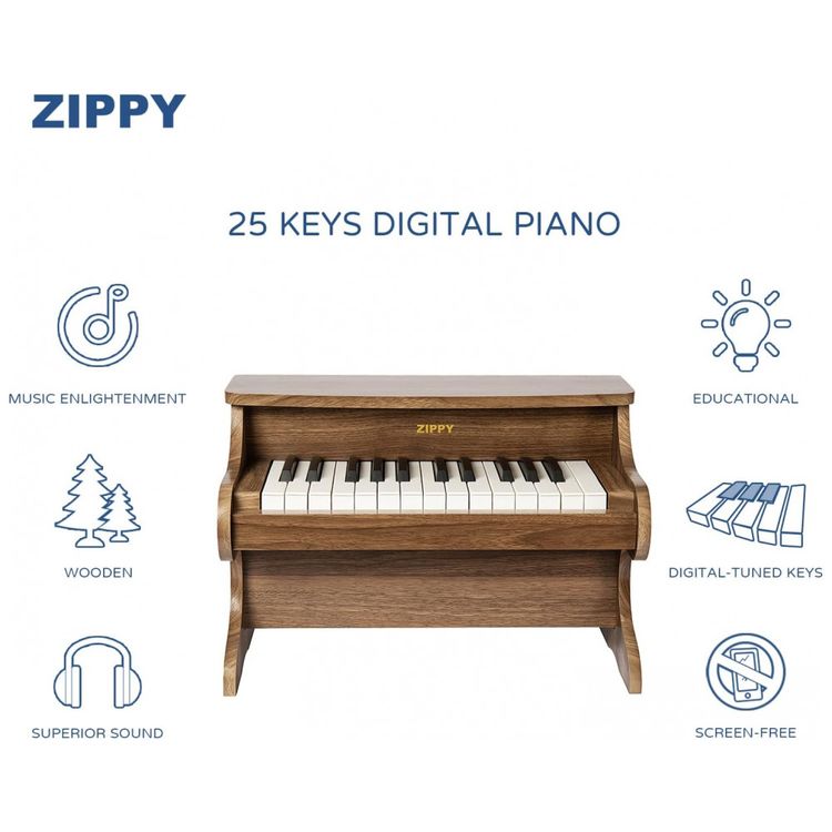Piano-de-Madeira-Infantil-com-25-Teclas-para-Meninos-e-foto-1