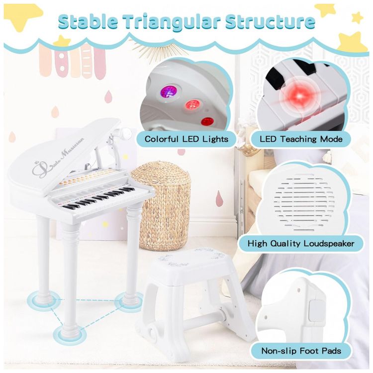 Piano-Teclado-Infantil-com-31-Teclas-Banco-Microfone-e-foto-3