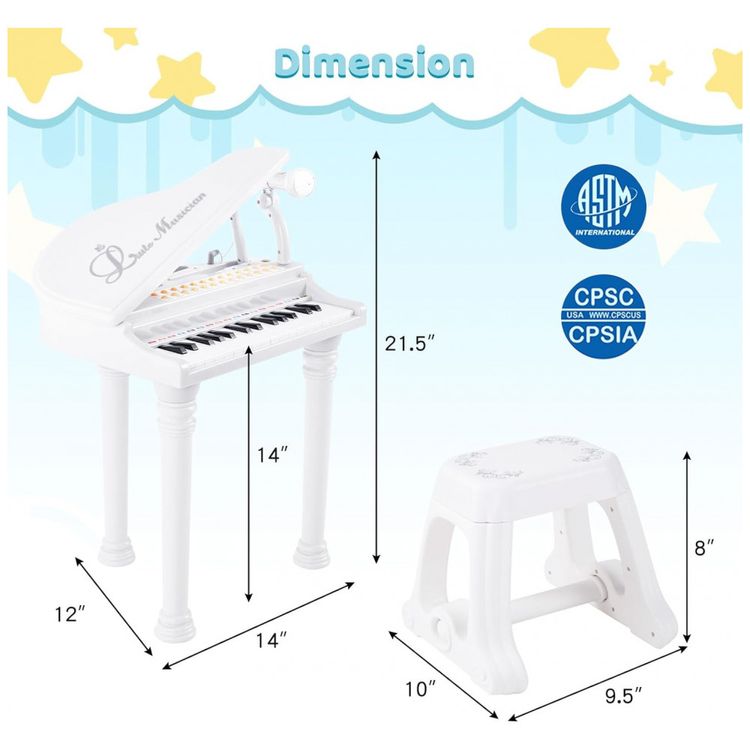 Piano-Teclado-Infantil-com-31-Teclas-Banco-Microfone-e-foto-5