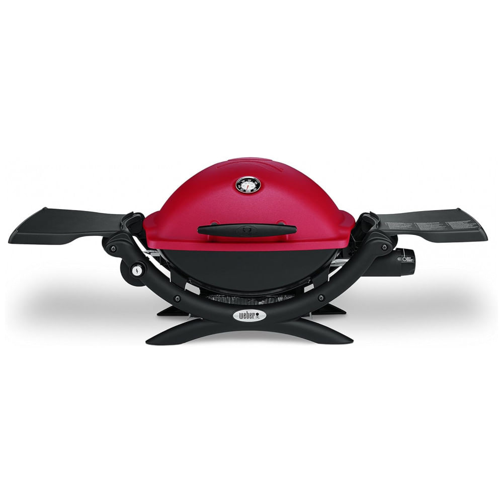 Q1200 Churrasqueira a Gás Portátil com Mesa Auxiliar 8500 BTU serve até 3 Pessoas, WEBER 51040001, Vermelho