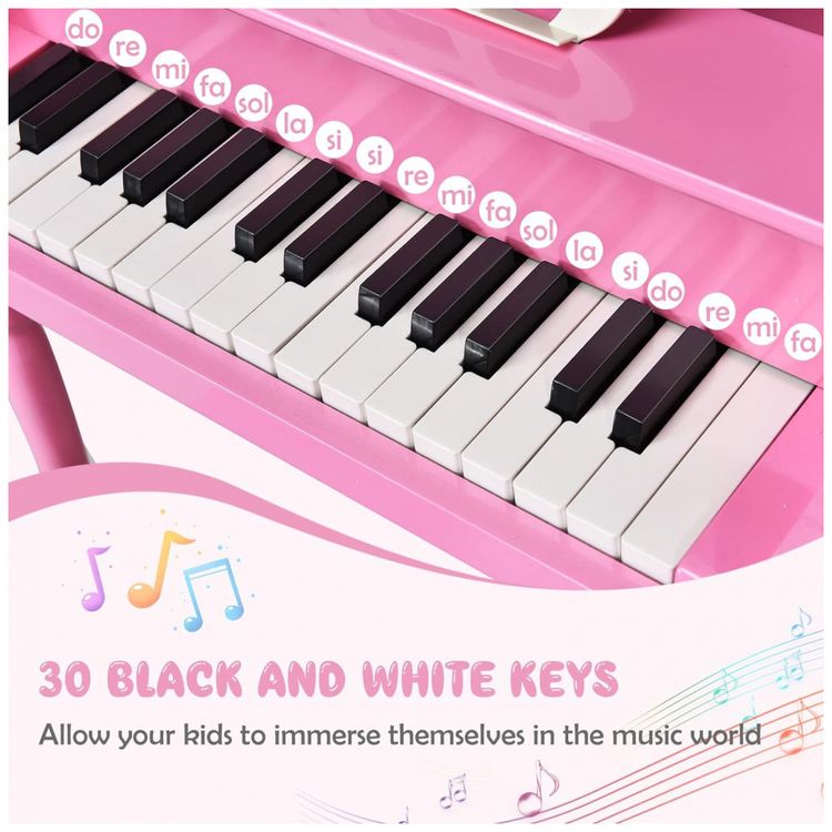 Piano-Classico-Infantil-com-30-Teclas-Banco-Tampa-de-Piano-foto-2