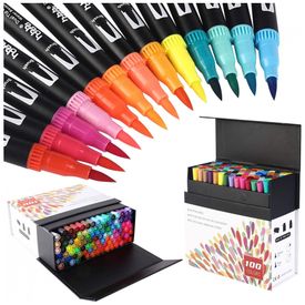 Conjunto-de-Canetas-Artisticas-100-Cores-de-Ponta-Dupla-para-foto-0