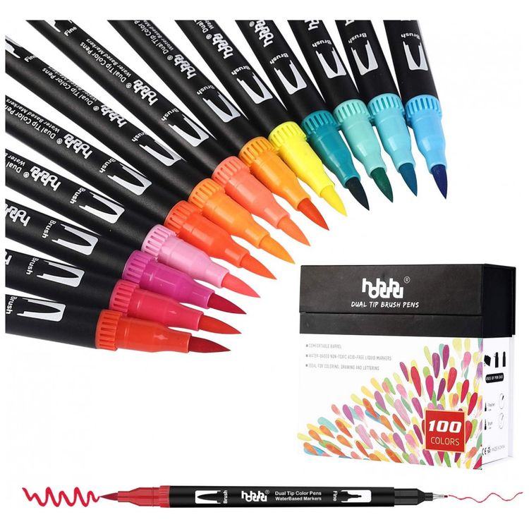 Conjunto-de-Canetas-Artisticas-100-Cores-de-Ponta-Dupla-para-foto-1