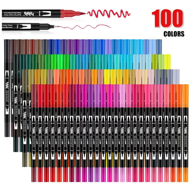 Conjunto-de-Canetas-Artisticas-100-Cores-de-Ponta-Dupla-para-foto-4