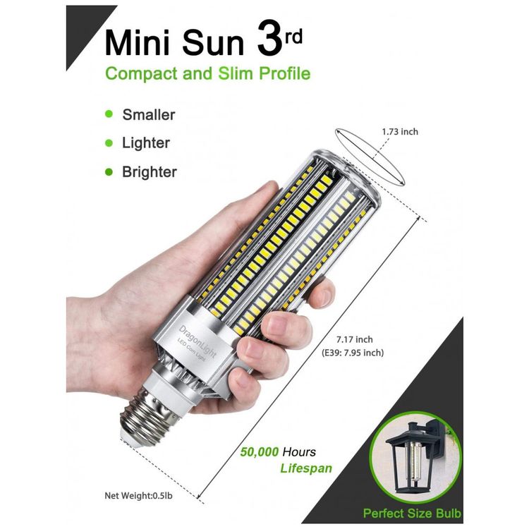DragonLight-150W-Grade-Corn-LED-Light-Bulb600-Watt-Metal-foto-2