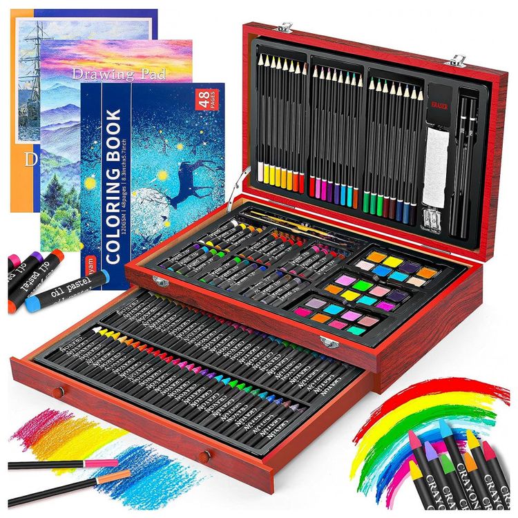 Kit-Lapis-de-Cor-Profissional-com-Maleta-de-Madeira-150-foto-0