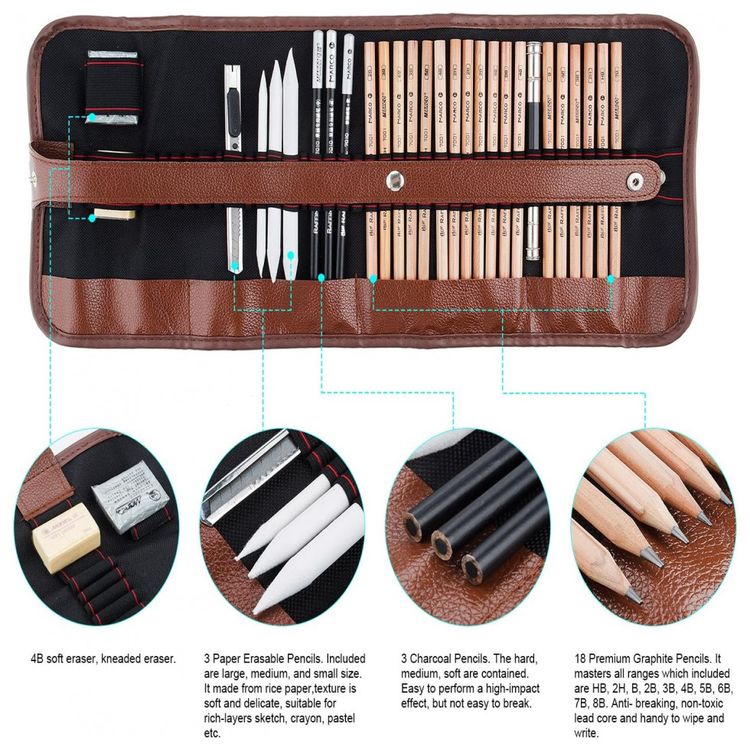 Kit-Lapis-de-Cor-Profissional-em-Bolsa-de-Rolo-29-pecas-foto-1