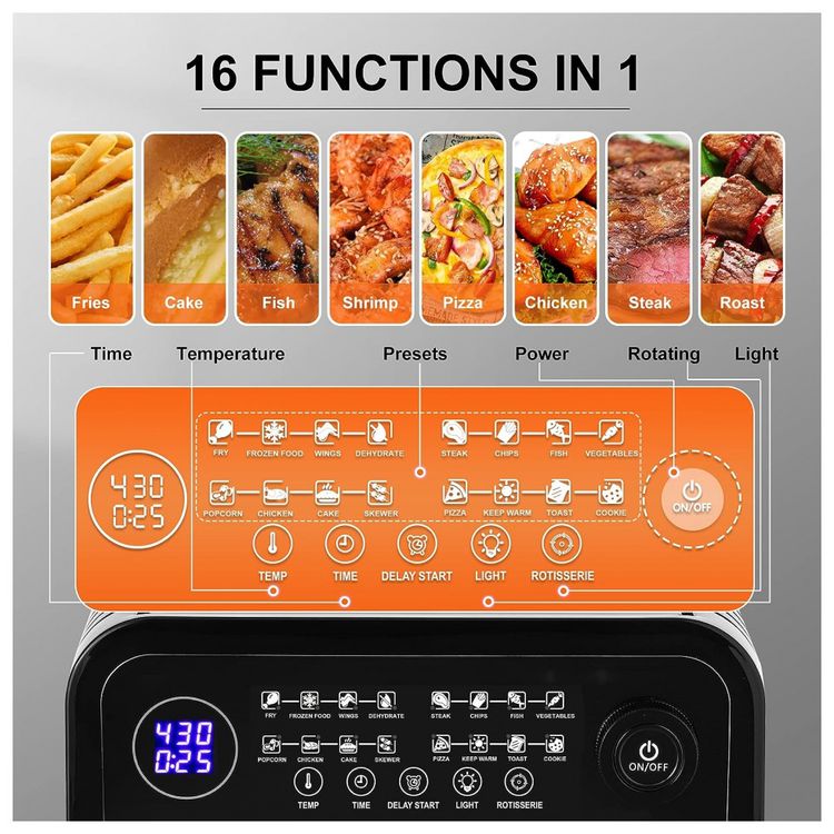 Fritadeira-Eletrica-AirFryer-Calody-7L-com-Painel-Digital-e-foto-2