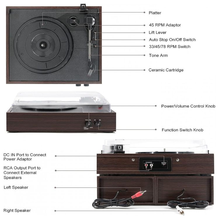 Vitrola-Toca-Discos-Retro-SC-com-Pre-Amplificador-e-Alto-foto-2