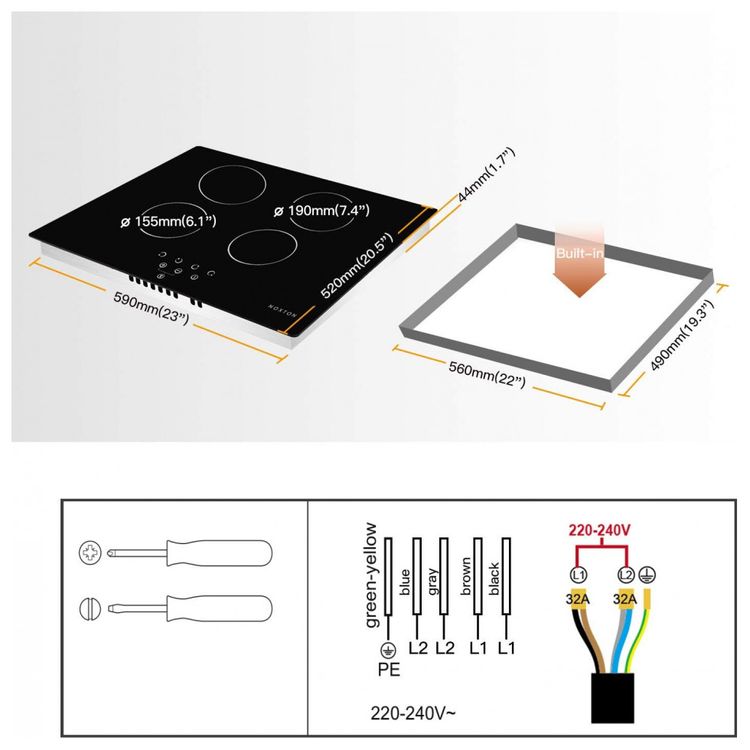 Cooktop-eletrico-de-2-queimadores-NOXTON-12-polegadas-fogao-foto-5