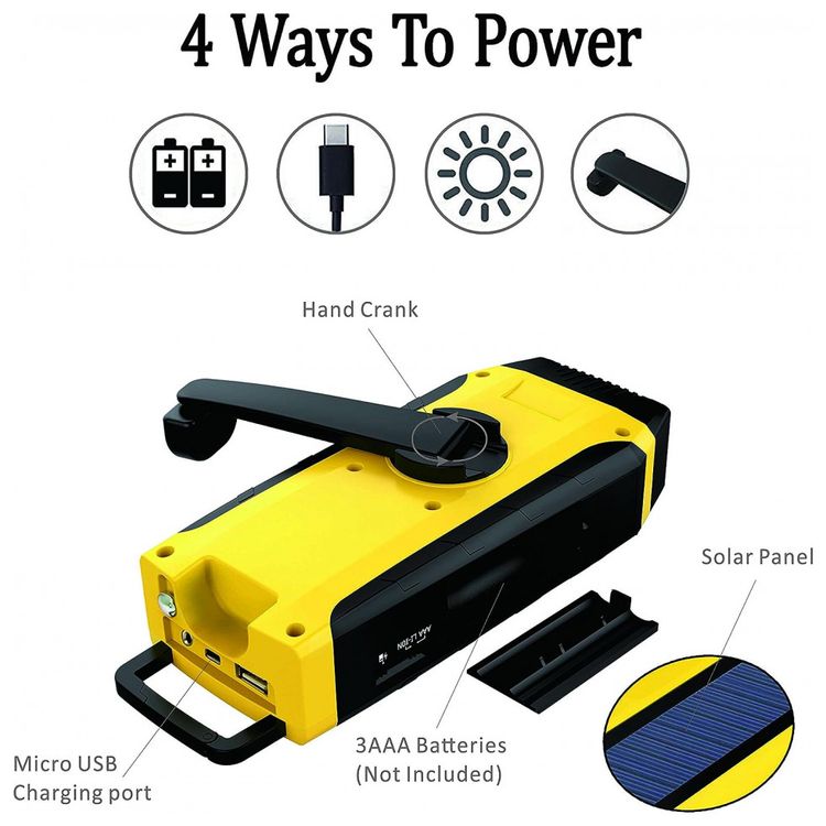 Radio-AM-FM-e-NOAA-2000mAh-Bateria-Solar-Manivela-de-Recarga-foto-2