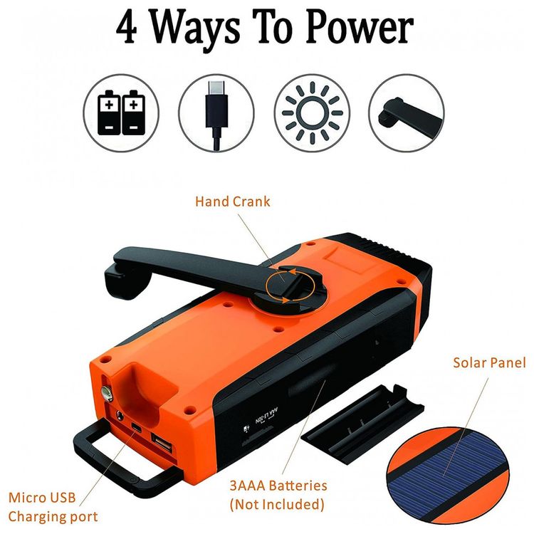 Radio-AM-FM-e-NOAA-2000mAh-Bateria-Solar-Manivela-de-Recarga-foto-2