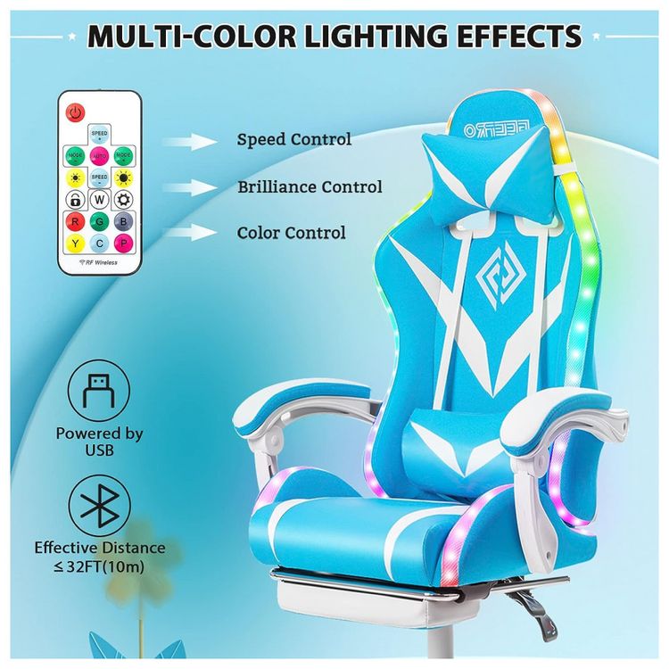 Geepro-Gaming-Chair-with-Massage-and-LED-RGB-Lights-foto-1