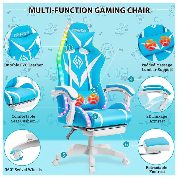Geepro-Gaming-Chair-with-Massage-and-LED-RGB-Lights-foto-3