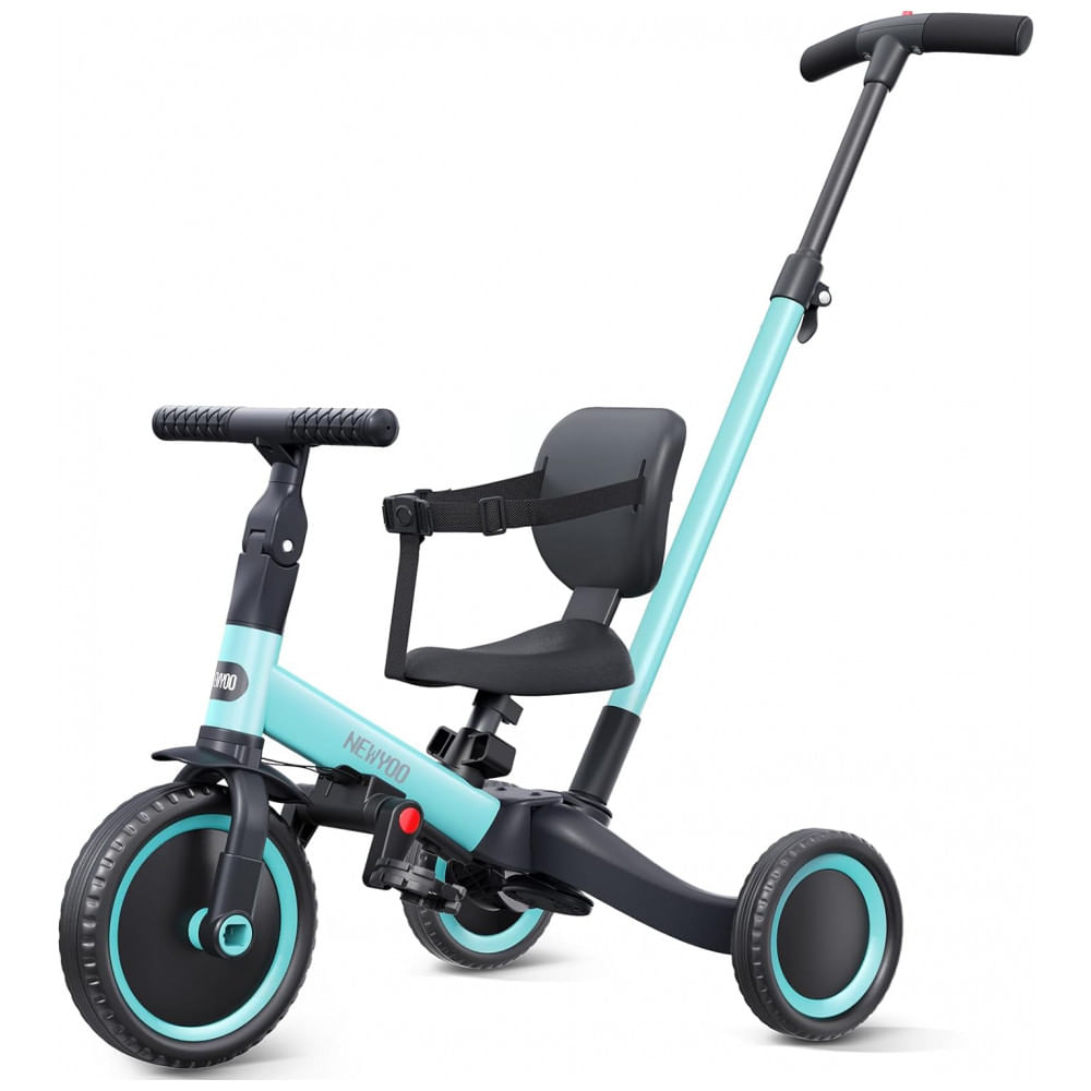 Triciclo Infantil 4 em 1 com Alça de Direção dos Pais e Pedais Removíveis para Crianças de 1 a 4 Anos, Newyoo TR007, Verde