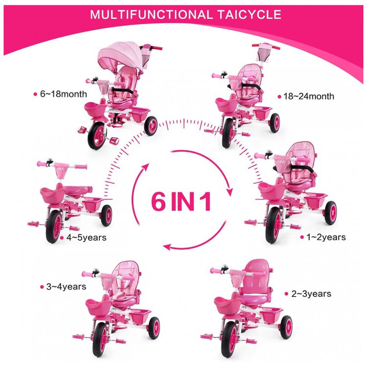 Triciclo-Infantil-6-em-1-com-Alca-Ajustavel-Cobertura-foto-1