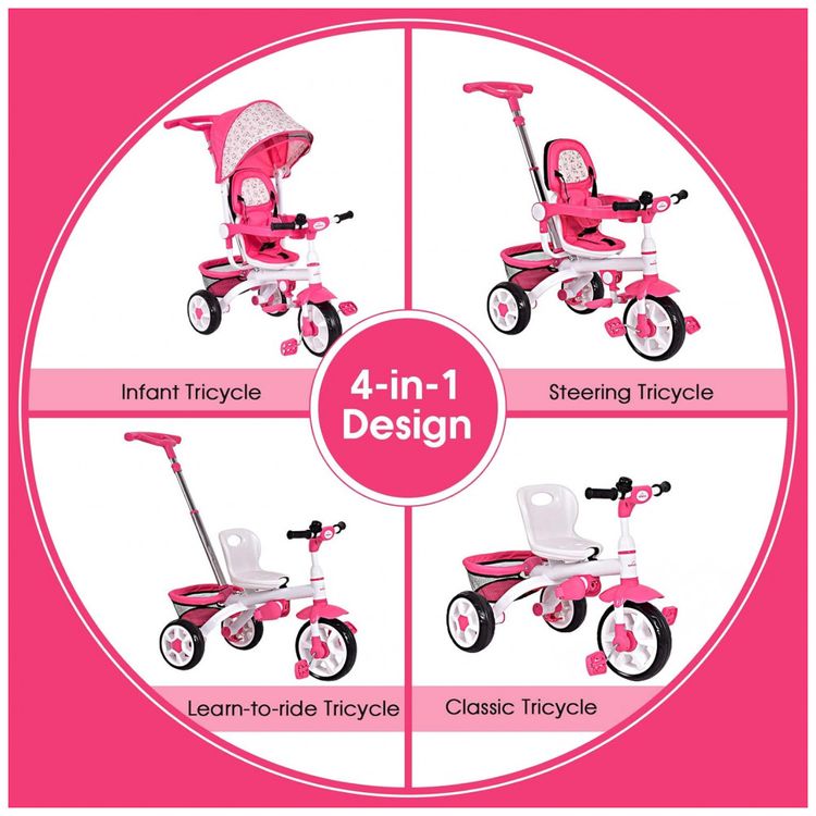 Triciclo-Infantil-4-em-1-com-Alca-Removivel-Sino-Assento-foto-1