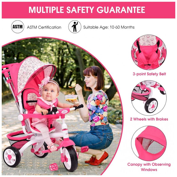 Triciclo-Infantil-4-em-1-com-Alca-Removivel-Sino-Assento-foto-2