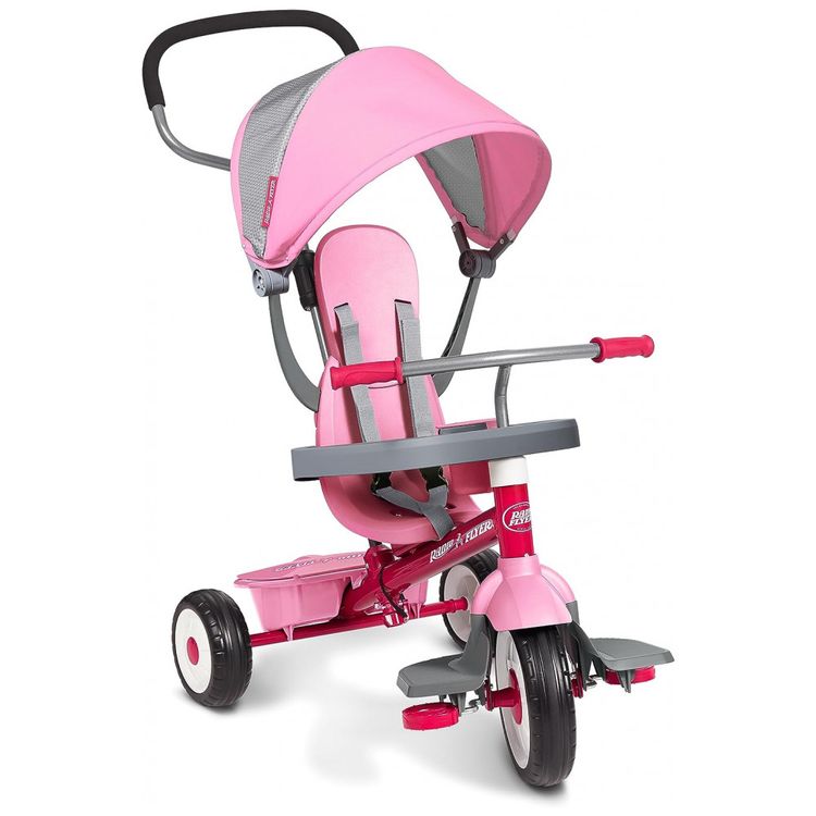 Radio-Flyer-Pedal-Push-4-em-1-Stroll-N-Trike-triciclo-rosa-foto-0