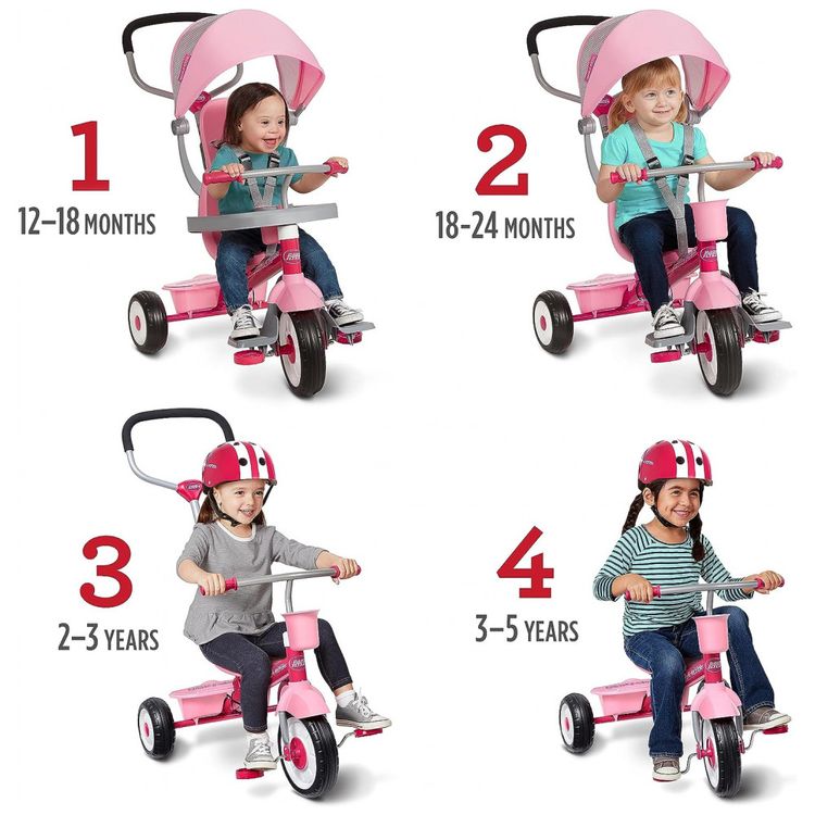 Radio-Flyer-Pedal-Push-4-em-1-Stroll-N-Trike-triciclo-rosa-foto-2